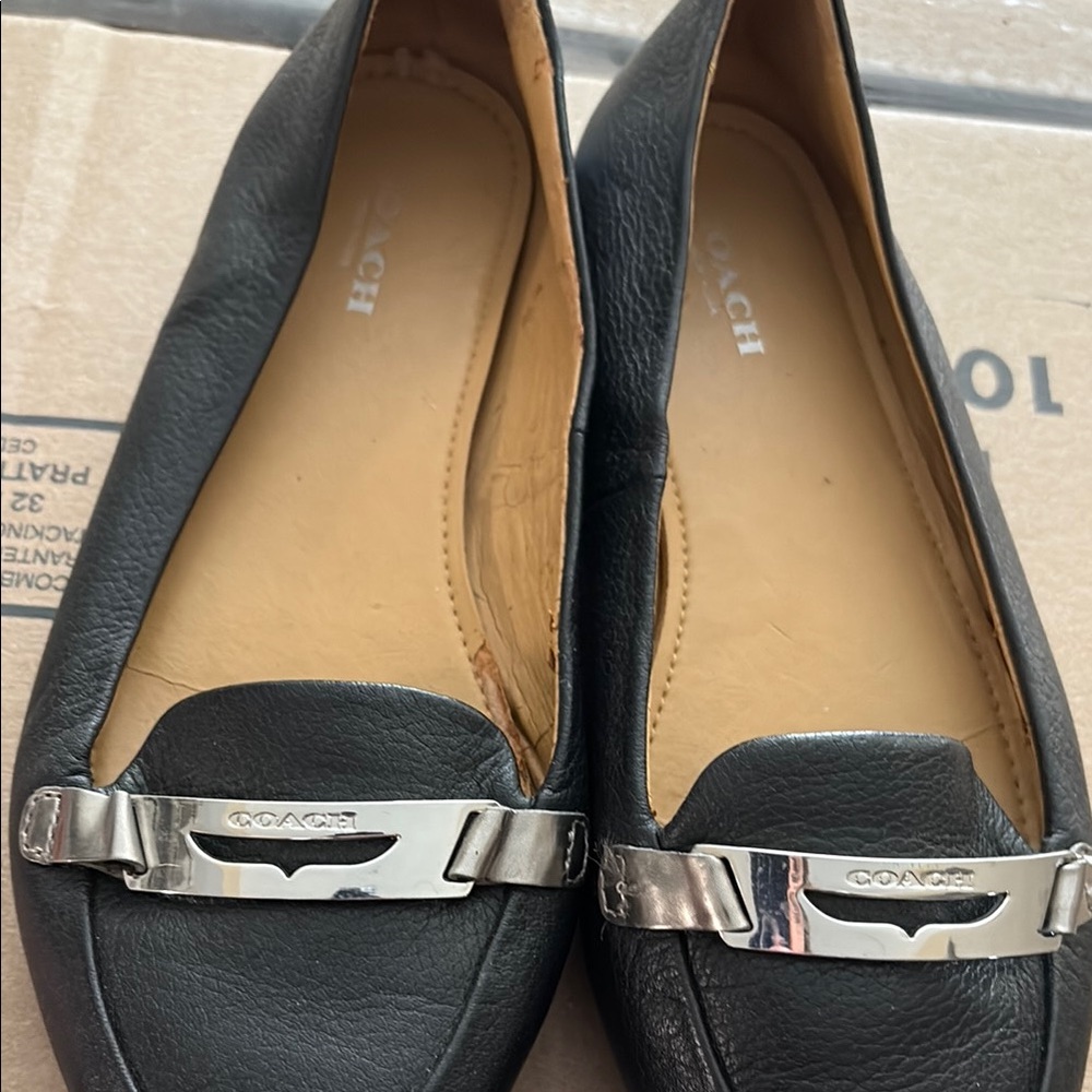 Coach Black Leather Flats